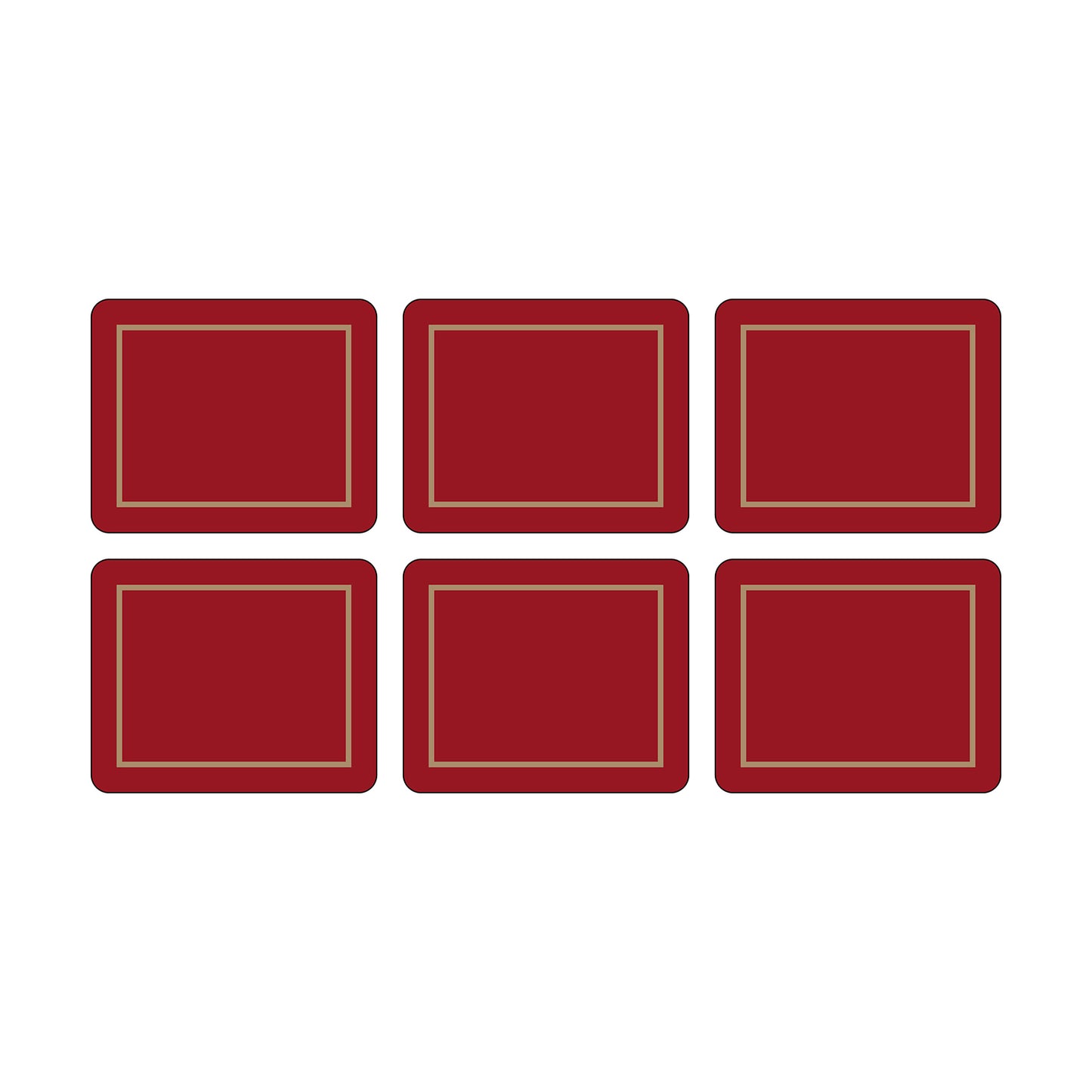 Melamine Coasters Red with Gold Frameline
