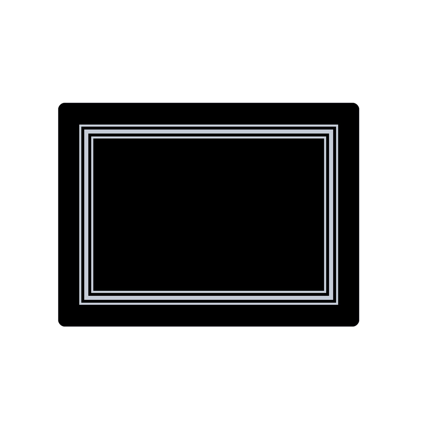 Melamine Placemats Black with Silver Frameline