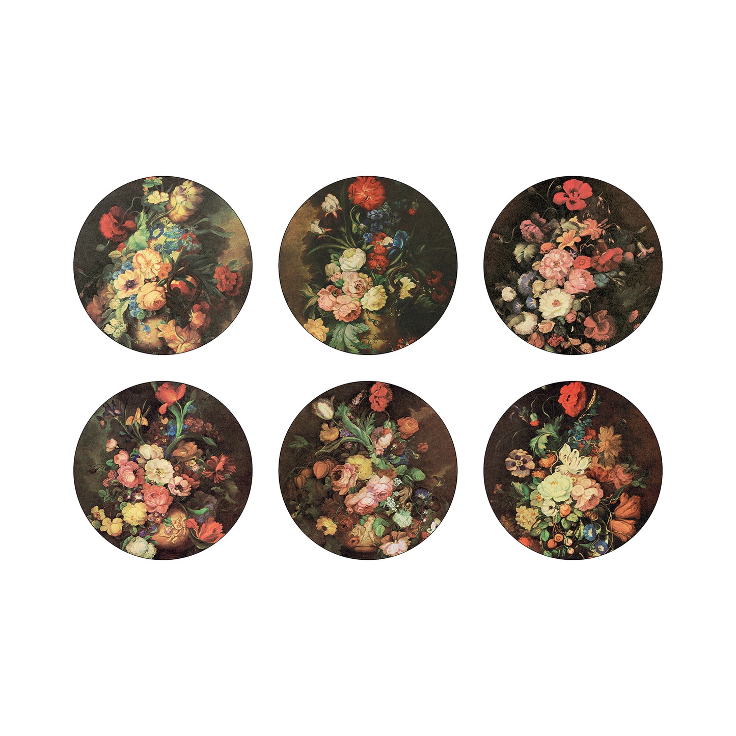 Melamine Round Coasters Dutch Floral