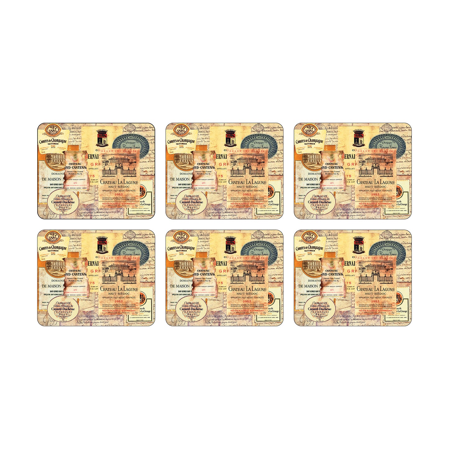 Melamine Coasters Chateau Labels