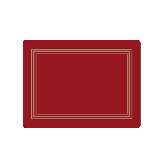 Melamine Placemats Red with Gold Frameline